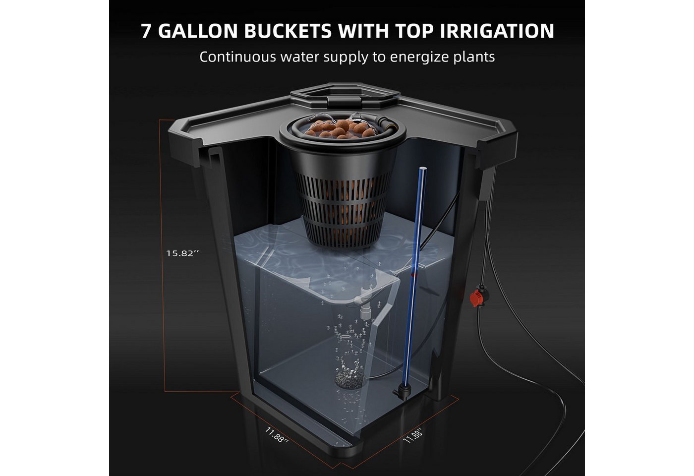 Spider Farmer Bewässerungssystem Spider Farmer Tiefwasserkultur (DWC) Hydroponik-System, (Komplettset inklusive Belüftung und Bewässerung), DWC System mit Top Drip Bewässerung für 4 Pflanzen