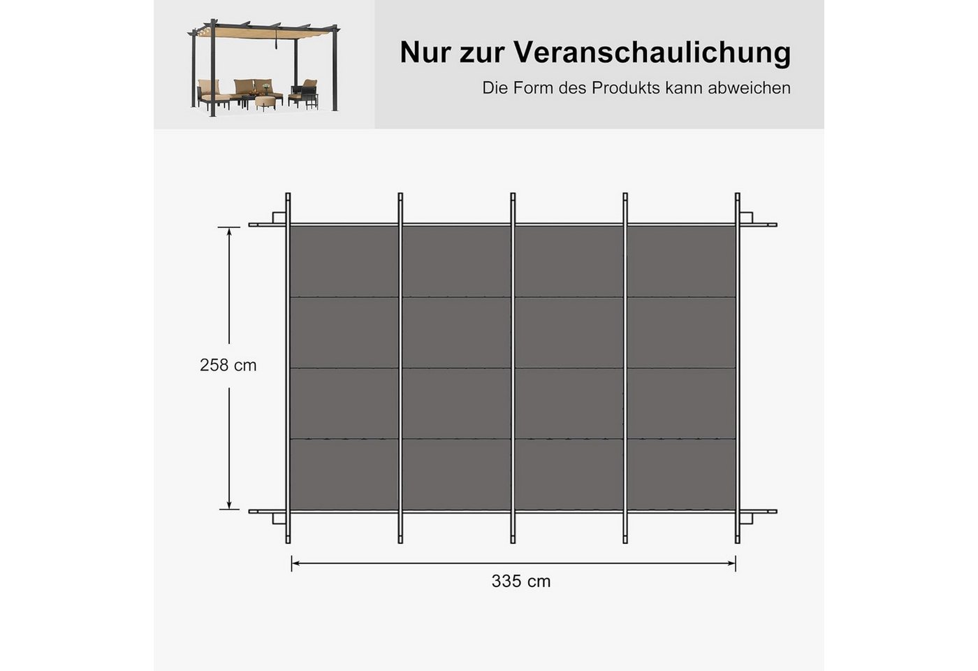 PURPLE LEAF Pavillon-Ersatzdach Ersatzdach für Pergola – UV-beständig, robustes Gewebe, nur Dachbezug, 400 x 300 cm Bild 2