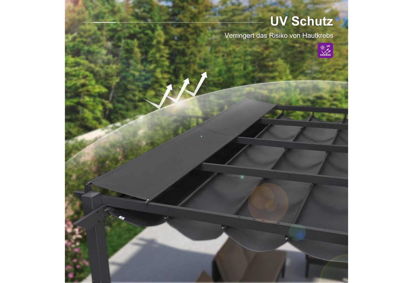 PURPLE LEAF Pavillon-Ersatzdach Ersatzdach für Pergola – UV-beständig, robustes Gewebe, nur Dachbezug, 400 x 300 cm Bild 4