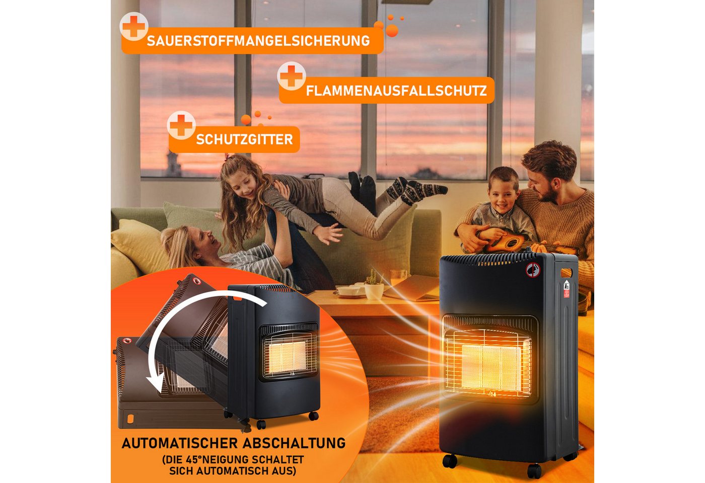 Clanmacy Heizgerät Gasheizung 4200W Keramik Gasheizer Heizstrahler 3 Stufen Gasofen, 4200 W Bild 2