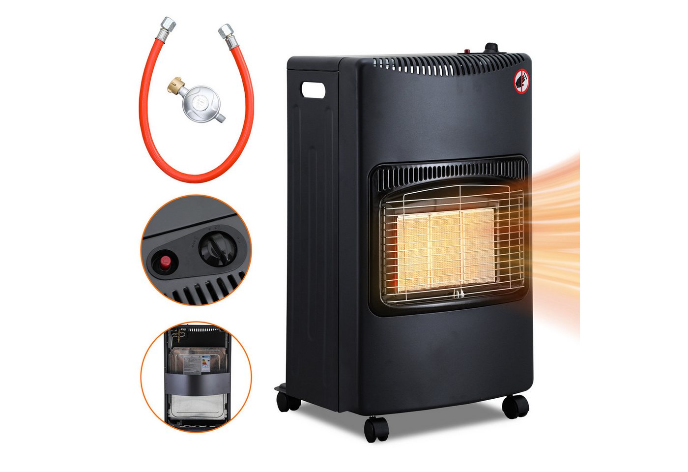 Clanmacy Heizgerät Gasheizung 4200W Keramik Gasheizer Heizstrahler 3 Stufen Gasofen, 4200 W Bild 3