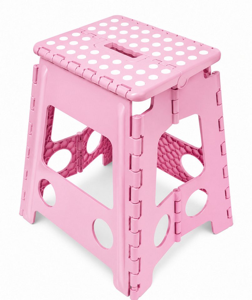 HH-Haushalt Klapptritt XL Klapphocker, Klapptritt, Steighilfe 40 cm faltbar bis 150 kg Rosa Bild 2