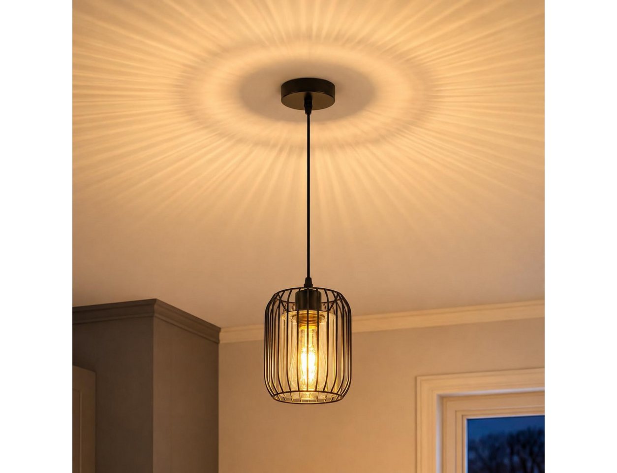 Nettlife Pendelleuchte Retro Schwarz Esstisch E27 Metall Industrie Stil Hängelampe, ohne Leuchtmittel, Retro Hängelampe für Esstisch Wohnzimmer Küche Bild 2