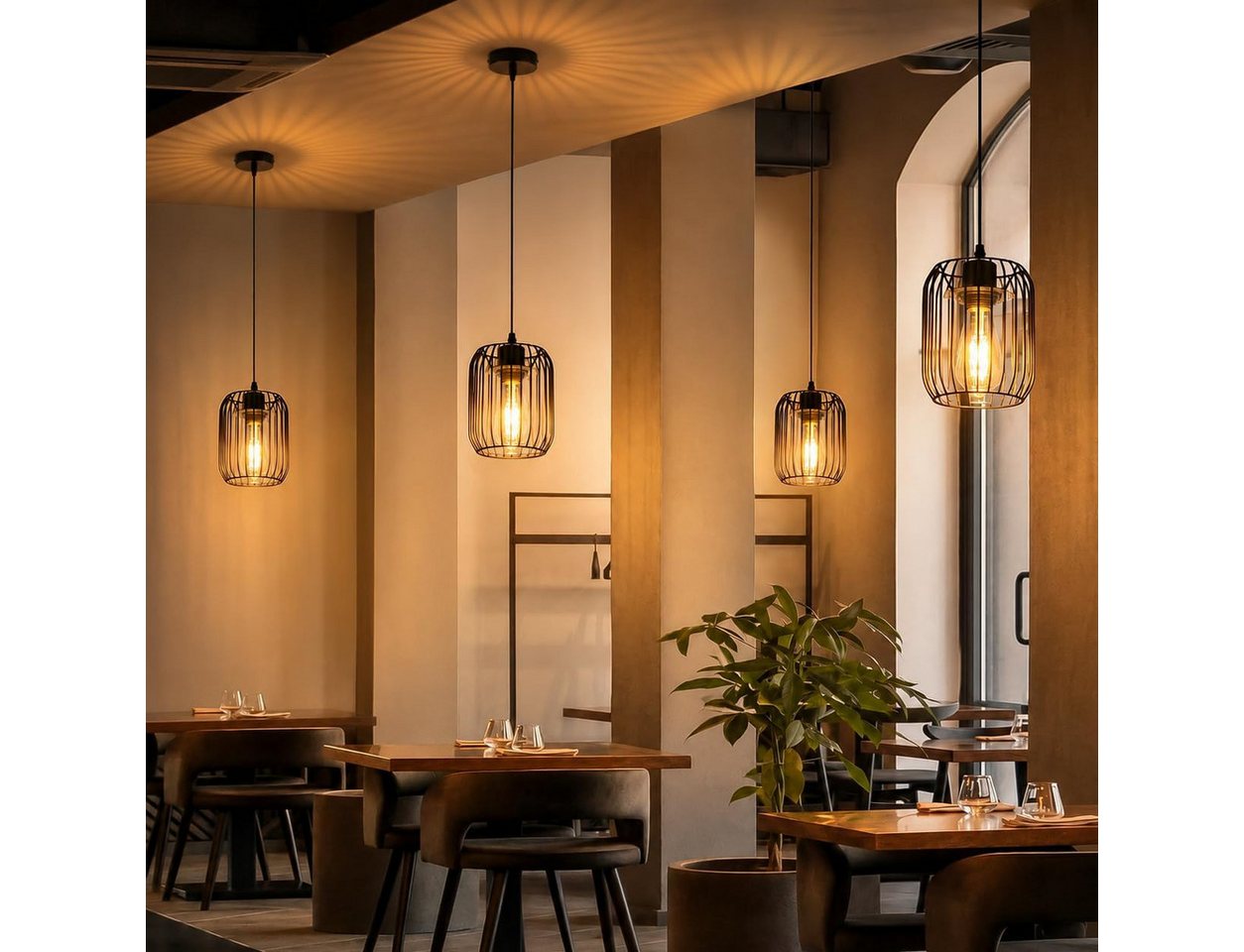 Nettlife Pendelleuchte Retro Schwarz Esstisch E27 Metall Industrie Stil Hängelampe, ohne Leuchtmittel, Retro Hängelampe für Esstisch Wohnzimmer Küche Bild 3