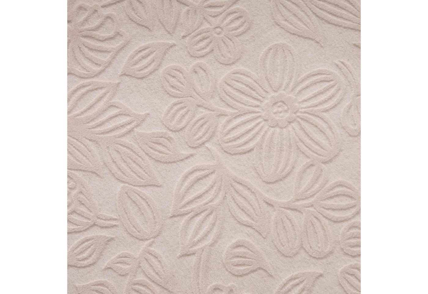 TaraCarpet Teppich TaraCarpet Homestyle 375 Flora, rund, Höhe: 10 mm, Blätteroptik hoch-tief weich waschbar beige 80x80 rund Bild 5