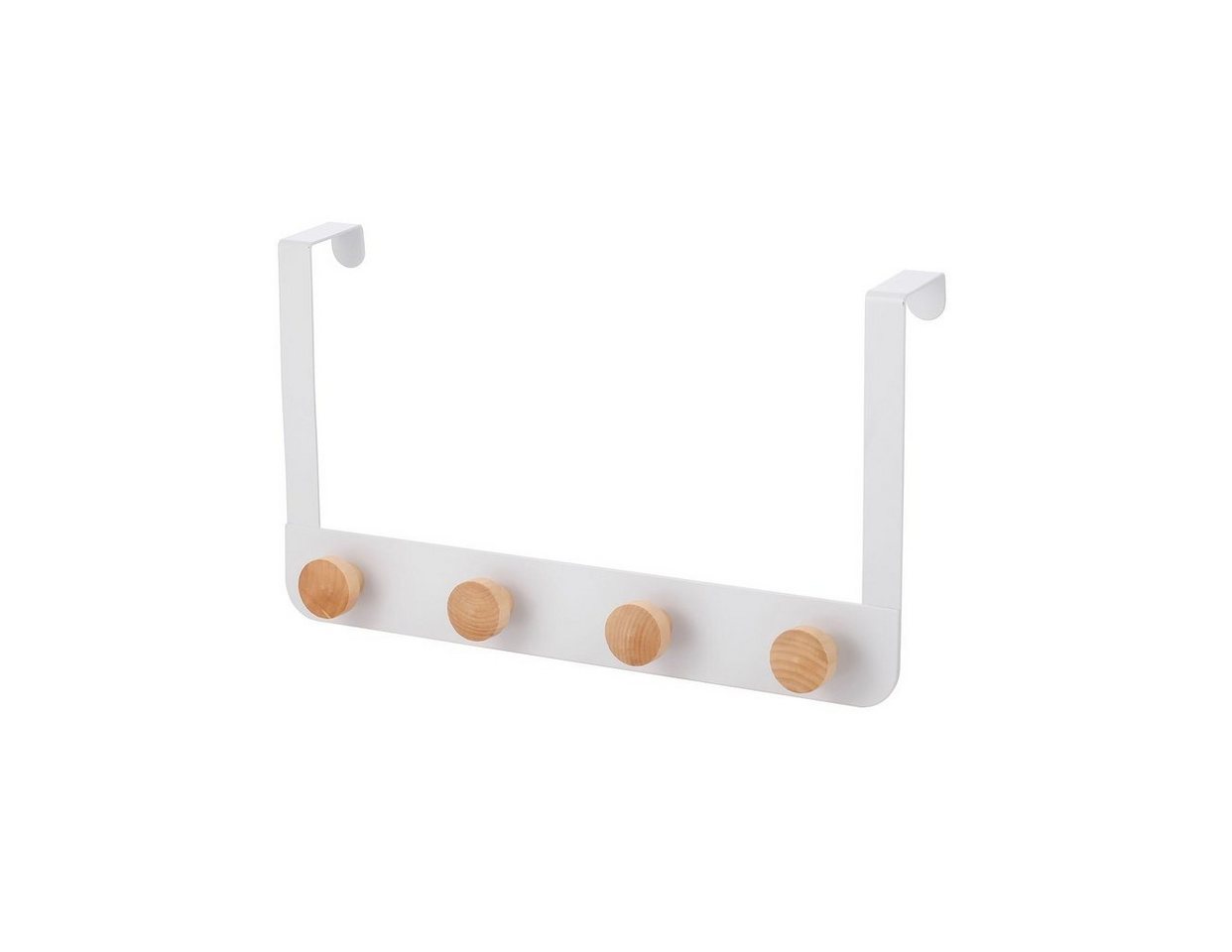 MSV Türgarderobe NAYA, Türen, Badezimmer, Küche, Schlafzimmer, Garderobe, Kleiderschränke, (4-St), Hakenleiste zum Einhängen aus Stahl, weiß matt, 4 Haken Holz natur