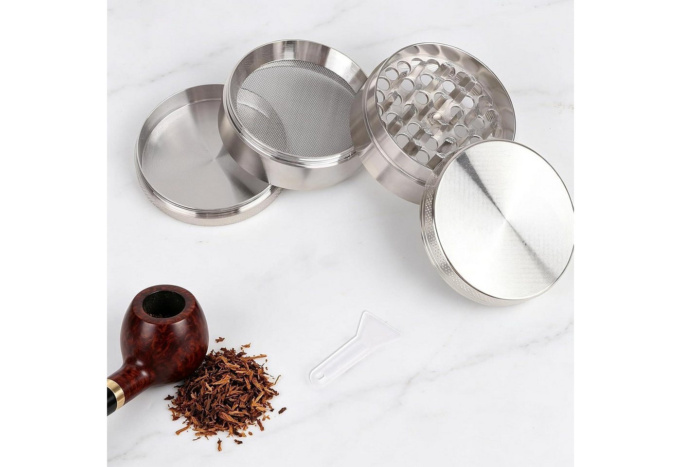 LuxusKollektion Grinder Kräutermühle 4-teilig 55mm Edelstahl Silber Bild 3