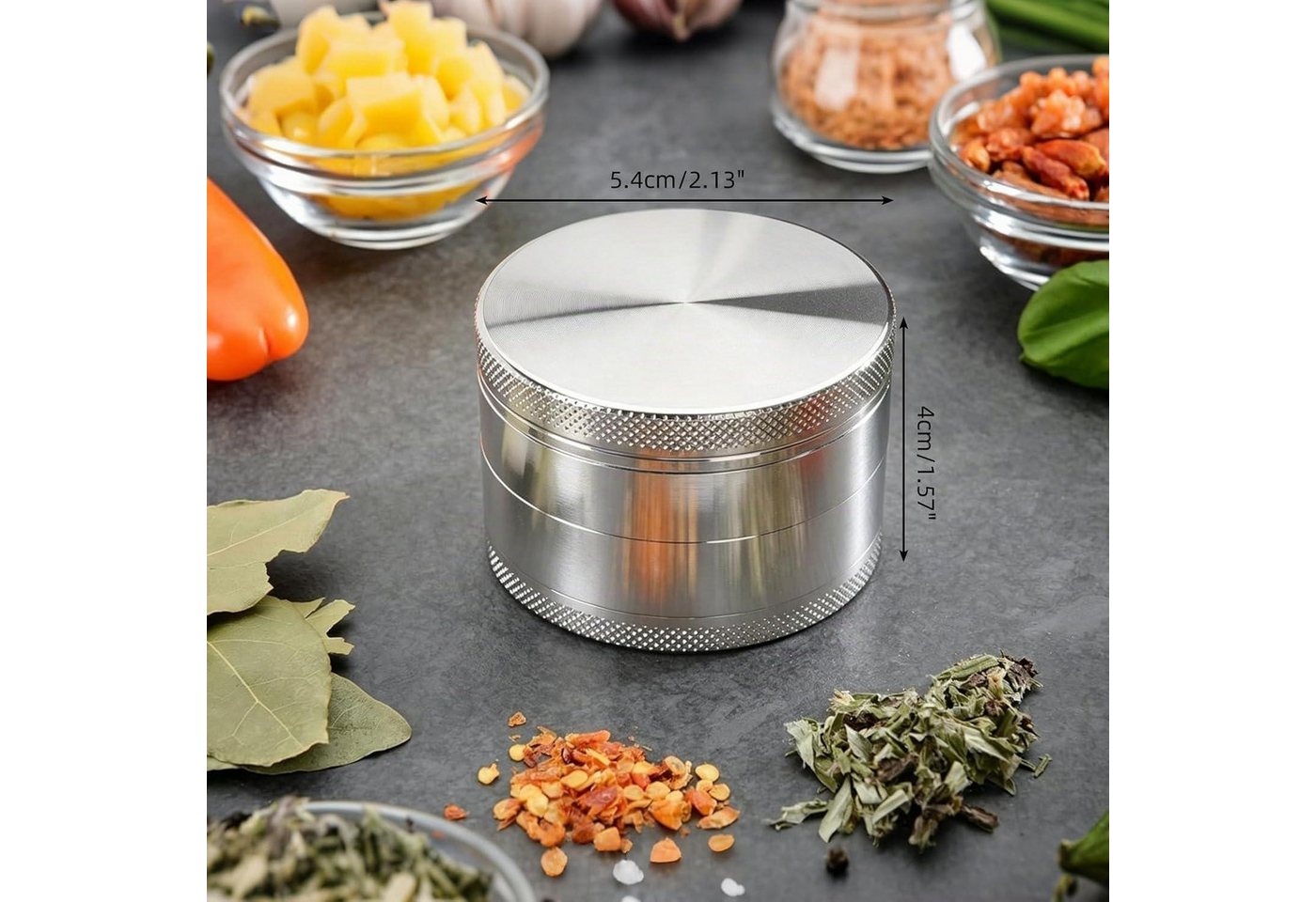 LuxusKollektion Grinder Kräutermühle 4-teilig 55mm Edelstahl Silber Bild 4