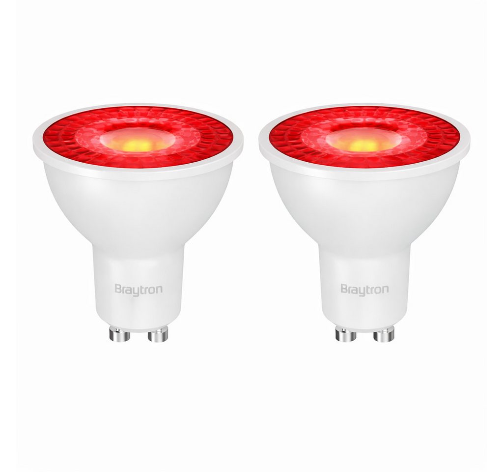 Braytron LED-Leuchtmittel GU10 Rot Blau Grün Gelb7W 38° Deko Party Garten Signal Event Licht, GU10, Rot, Energieeffizient, Flimmerfrei, Langlebig, 2er Set Bild 2