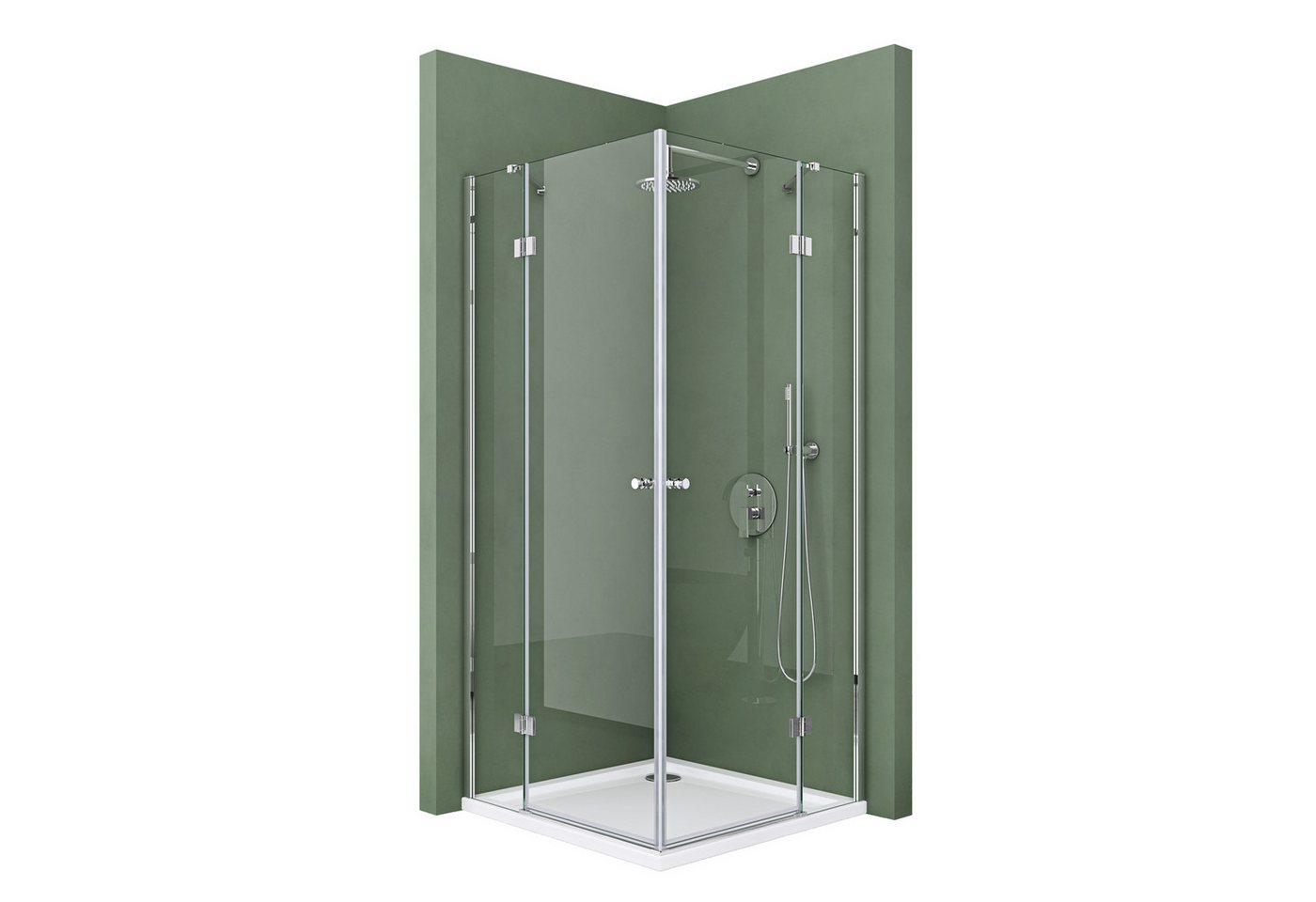 Mai & Mai Eckdusche Duschkabine Dusche Eckeinstieg Duschabtrennung ESG Glas mit NANO R01, BxT: 80x90 cm Bild 5