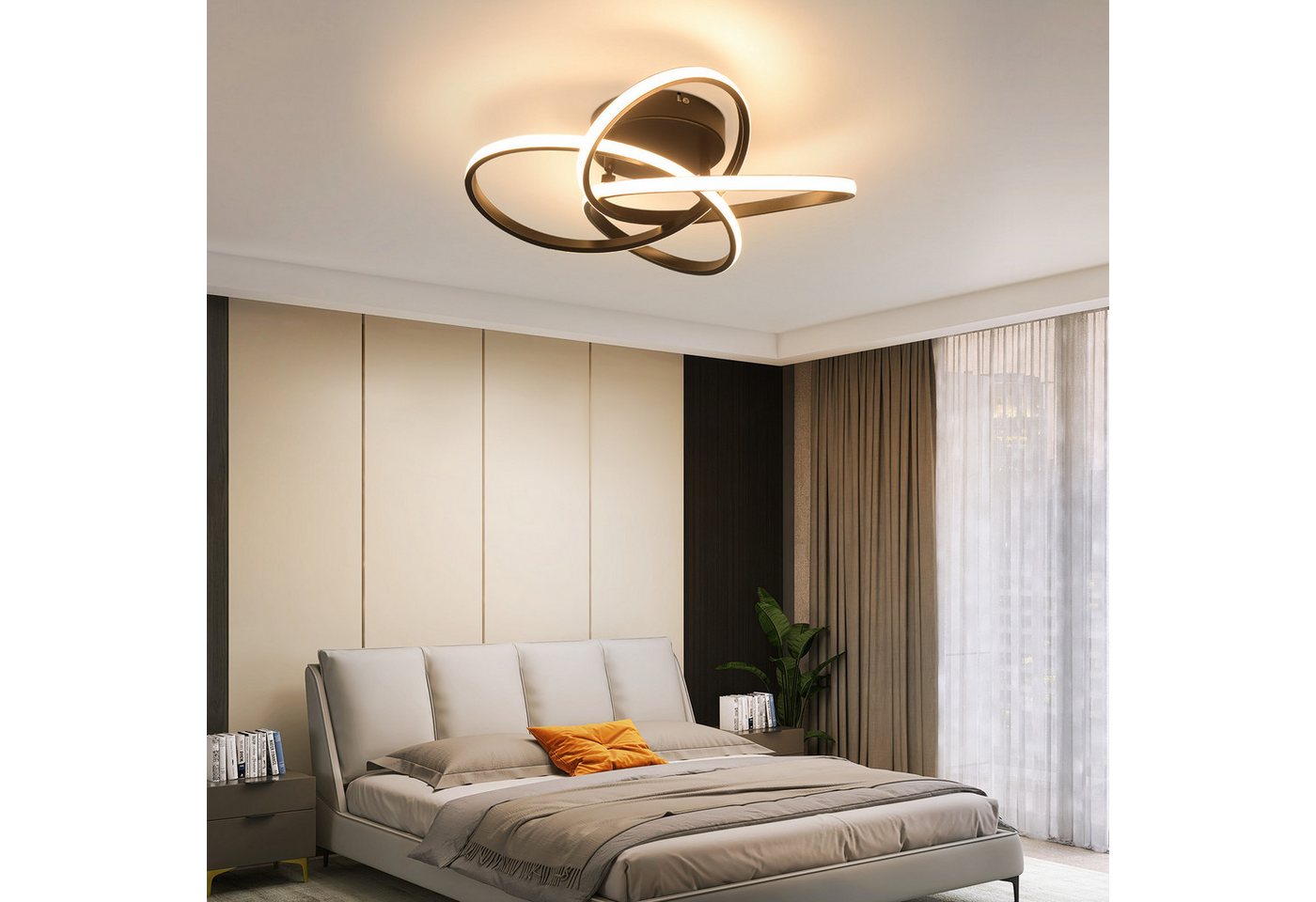 ZMH LED Deckenleuchte Deckenlampe Schlafzimmerlampe Modern Blume, 46W, LED fest integriert, Warmweiß-Neutralweiß-Kaltweiß