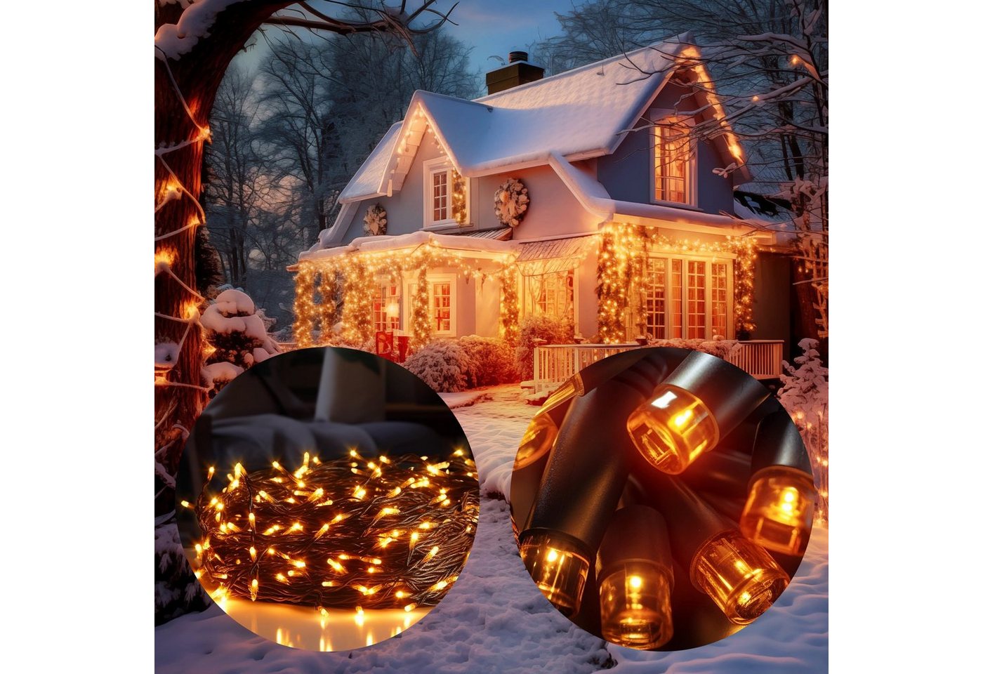 Deuba Lichterkette, 100 LED Außen Timer 8 Leuchtmodi IP44 Dimmbar Batterie