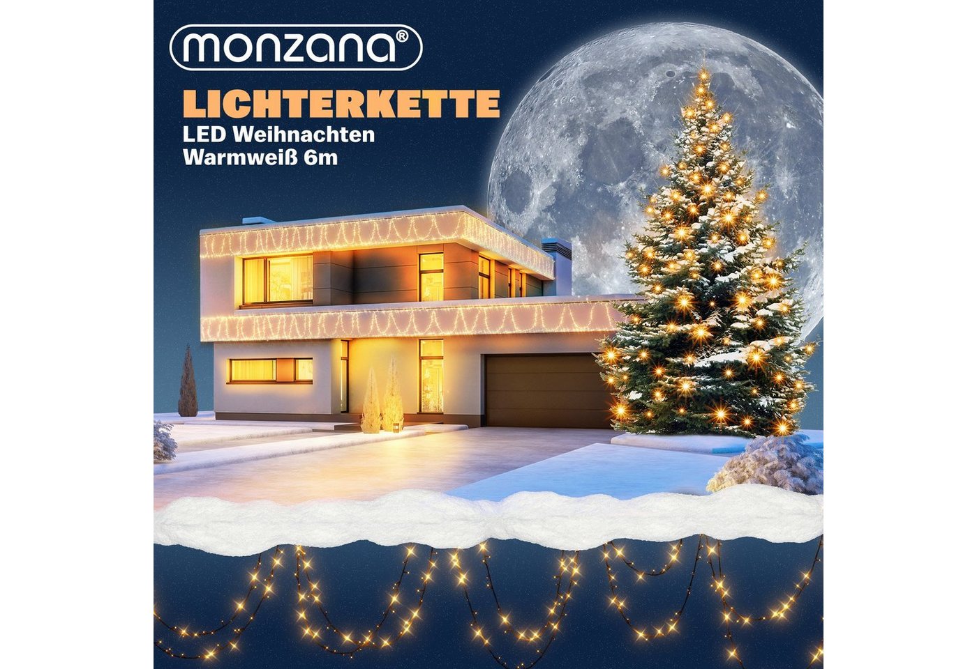 Deuba Lichterkette, 100 LED Außen Timer 8 Leuchtmodi IP44 Dimmbar Batterie Bild 2