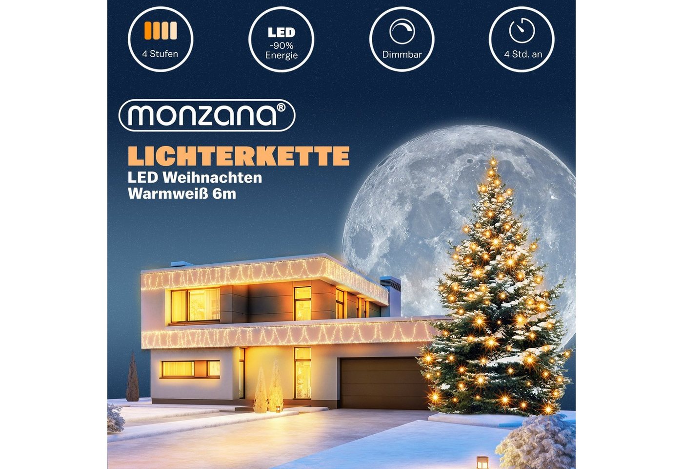 Deuba Lichterkette, 100 LED Außen Timer 8 Leuchtmodi IP44 Dimmbar Batterie Bild 3