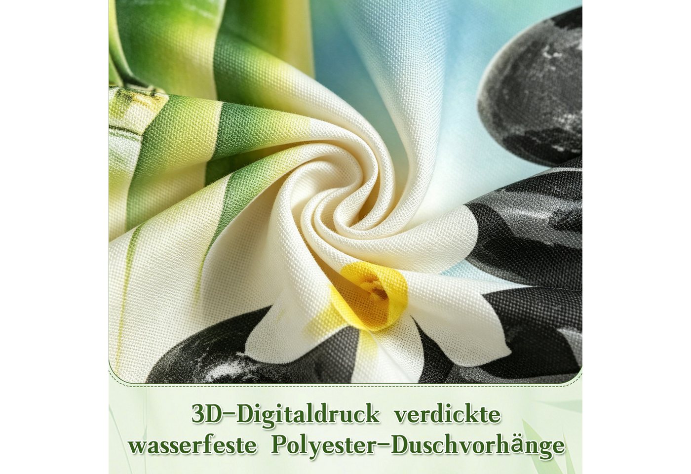 M&W DAS DESIGN Duschvorhang Anti Schimmel Waschbar Mit Gewicht Grün Badewanne Dusche Badezimmer Breite 120 cm Bild 2
