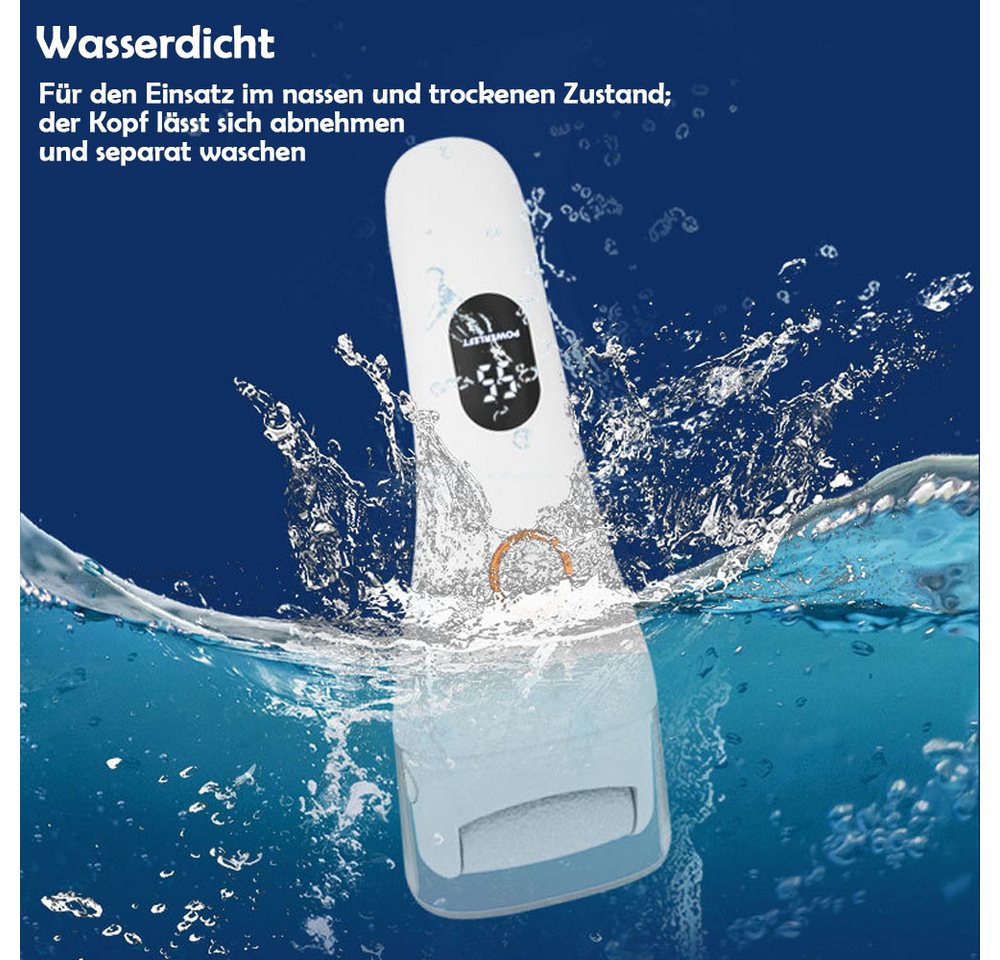 TUWENA Elektrischer Hornhautentferner Hornhautentferner Elektrisch,Pediküre Set Fußpflege mit 3 Rollen 3Gear, Fußfeile für Hornhaut Entfernen, Rissige Fersen, Tote Haut,Wasserdicht Bild 5