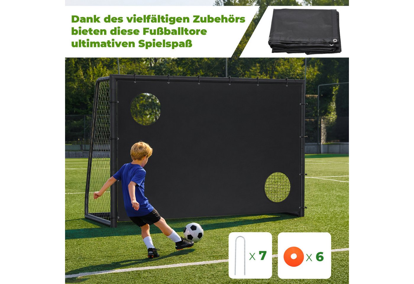 Clanmacy Fußballtor Kinder Fußballtor mit Torwand & Netz 300x200x120cm für Garten & Indoor (1 St) Bild 3