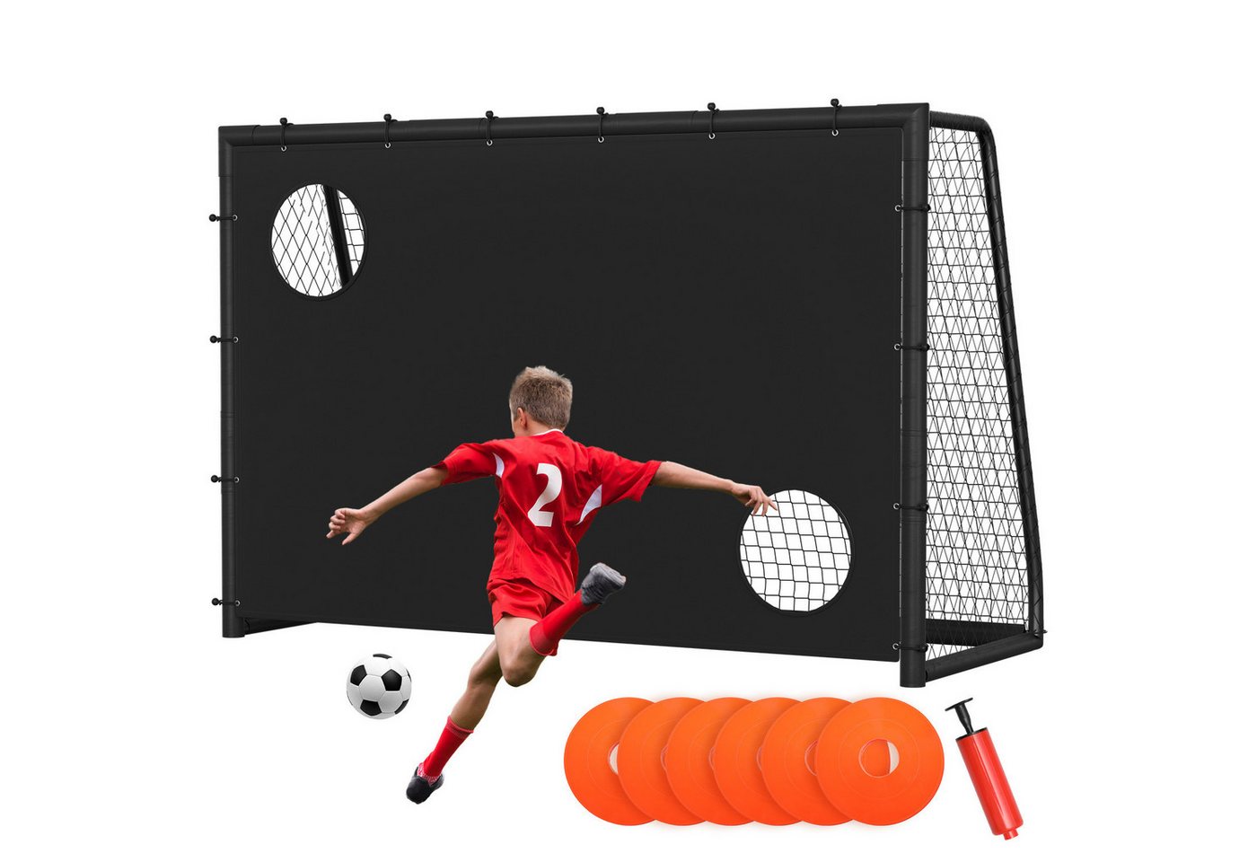 Clanmacy Fußballtor Kinder Fußballtor mit Torwand & Netz 300x200x120cm für Garten & Indoor (1 St) Bild 4