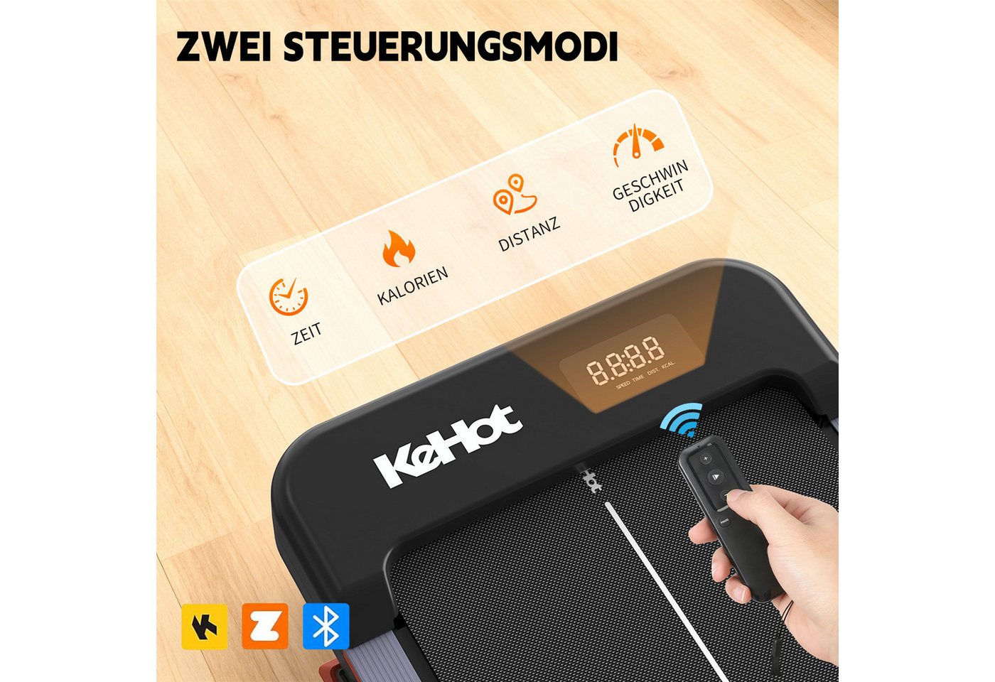 kehot Laufband Walking Pad mit Steigung für Homeoffice und Zuhause (6% und 12% Steigung für intensiveres Gehtraining, Unter Schreibtisch für mehr Bewegung im Alltag), Kompakt, leise und platzsparend zu verstauen Bild 3