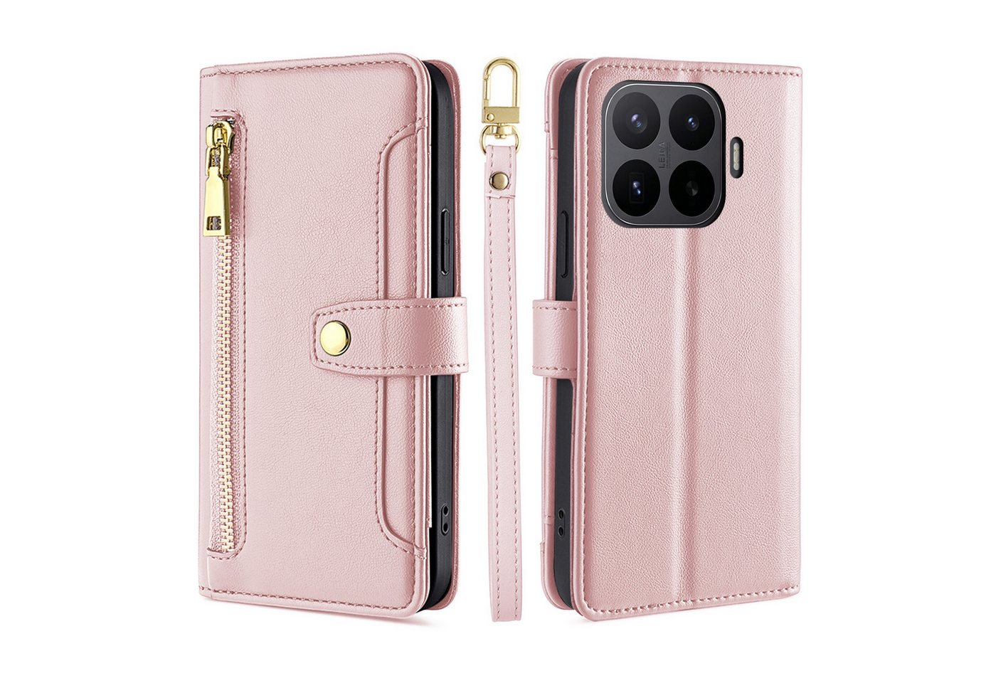 betterfon Handykette mit Portemonnaie für Xiaomi 17T Pro - Handykette 5 Kartenfächer Rosa, 5 Kartenfächer + verstellbare Kette & Standfunktion mit TPU-Schutz Bild 2