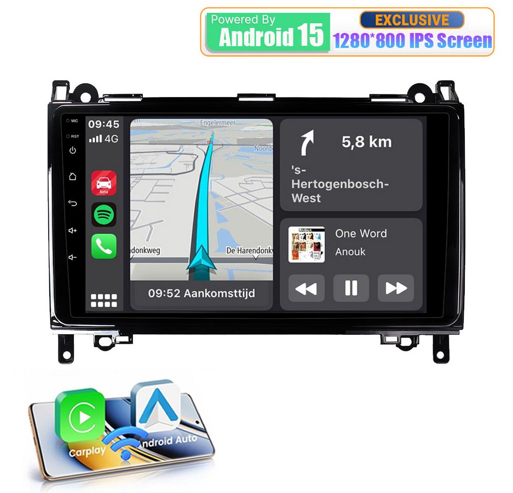 A-Sure Android 15 8-Core Für Mercedes-Benz A/B Klasse W169 W639 W245 GPS Navi Autoradio (RDS, Digitalradio (DAB), FM, AM, 1280*800 IPS Screen/8-Core CPU) Bild 4