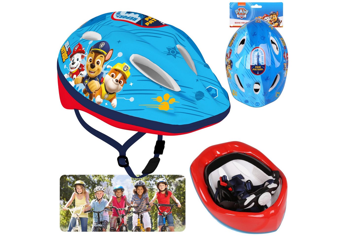PAW PATROL Kinderfahrradhelm Paw Patrol Blauer Kinderfahrradhelm, für Jungen, verstellbar 52-56 cm