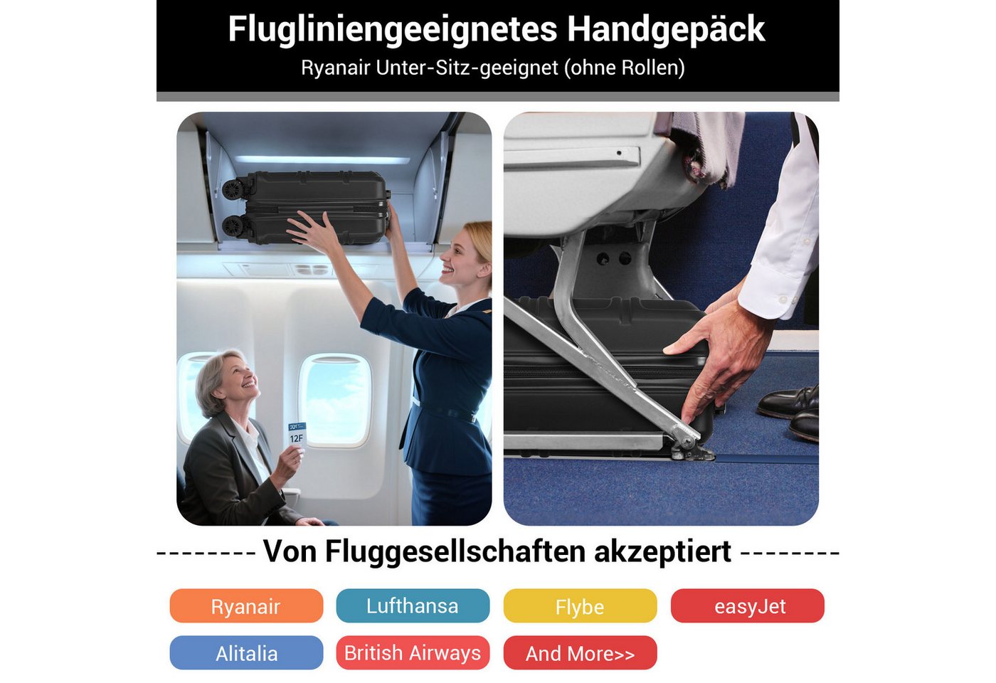 KONO Handgepäckkoffer und Taschen Set in verschiedenen Farben und Größen