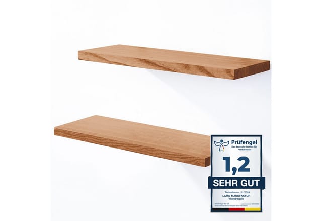 Lamo Manufaktur - 2 Stück Wandregal aus Holz 2x 42cm set 4 Gerade Farbe: Dunkel