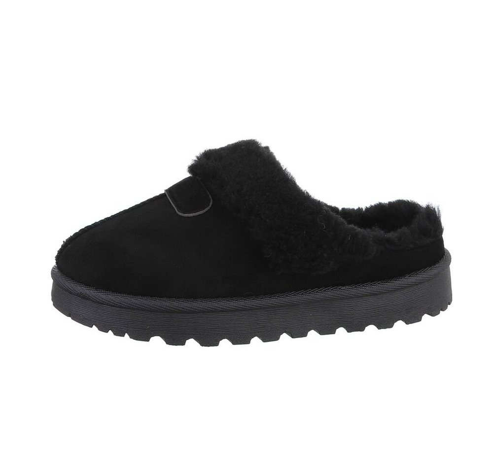Ital-Design Damen Hausschuhe Freizeit Snowboots (84556789) Flach Hausschuhe in Schwarz Bild 3