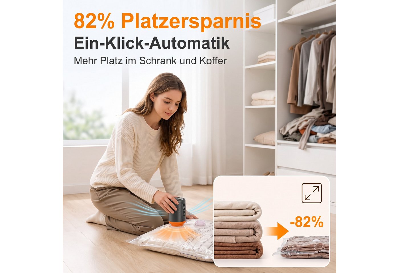AIMAX Aufbewahrungstasche Vakuumbeutel mit Pumpe 16er Set für Kleidung und Reisen