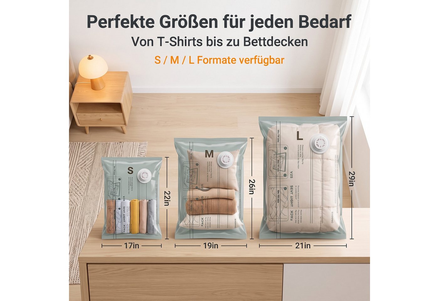 AIMAX Aufbewahrungstasche Vakuumbeutel mit Pumpe 16er Set für Kleidung und Reisen Bild 5