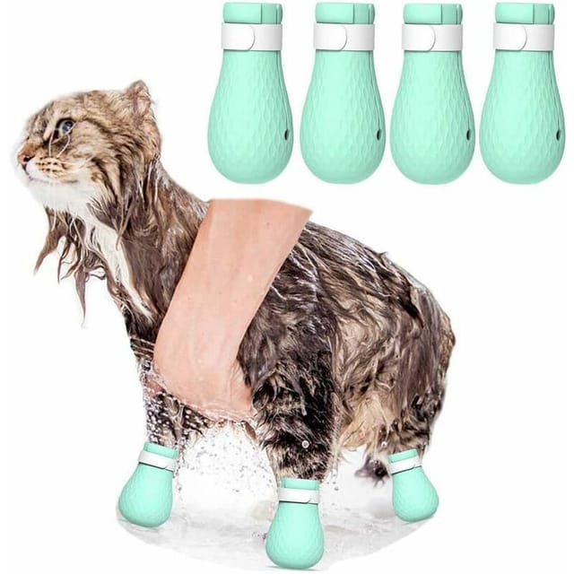 Paar kratzfeste Silikon-Katzenschuhe, Haustierpflegeschuhe, Katzenpfotenschutz, Zuhause, Baden, Rasieren, Kontrolle - Ahlsen