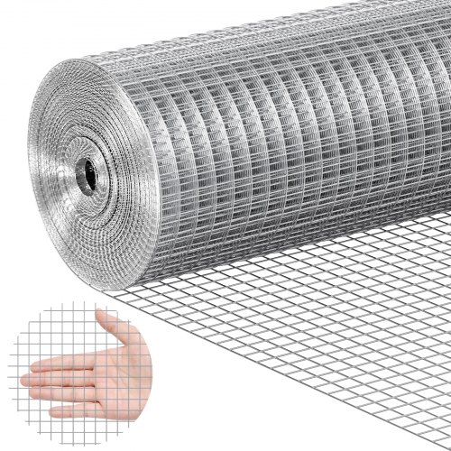 VEVOR Drahtgeflecht 610mmx7,62m Volierendraht 19 Gauge Maschendrahtzaun, Feuerverzinkte Maschendrahtrolle 12,7x12,7mm Maschenweite Maschendraht für Kaninchenkäfige Kleine Nagetiere