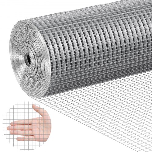 VEVOR Drahtgeflecht 610mmx30,48m Volierendraht 19 Gauge Maschendrahtzaun, Feuerverzinkte Maschendrahtrolle 12,7x12,7mm Maschenweite Maschendraht für Kaninchenkäfige Kleine Nagetiere