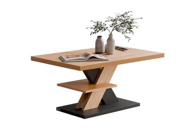 Couchtisch Detroit 90x60x45cm 2 Ablagen Holz 50kg Belastbar Kratzfest Modern Wohnzimmertisch Beistelltisch holz grau - Casaria