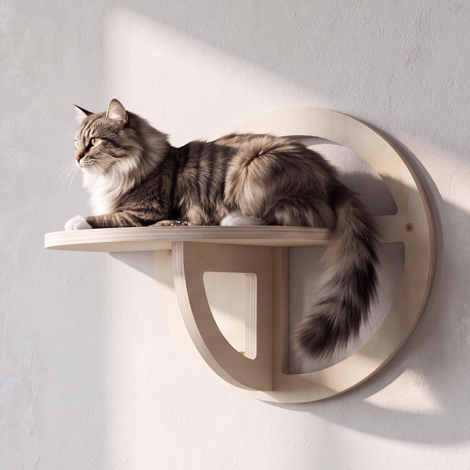 Kletterwand MCW-Q57, Katzenwandregal Katzenplattform Katzenwandmöbel Katzenstufe, Holz MVG 28x39x22cm ~ natur