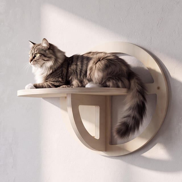 Kletterwand MCW-Q57, Katzenwandregal Katzenplattform Katzenwandmöbel Katzenstufe, Holz MVG 28x39x22cm ~ natur