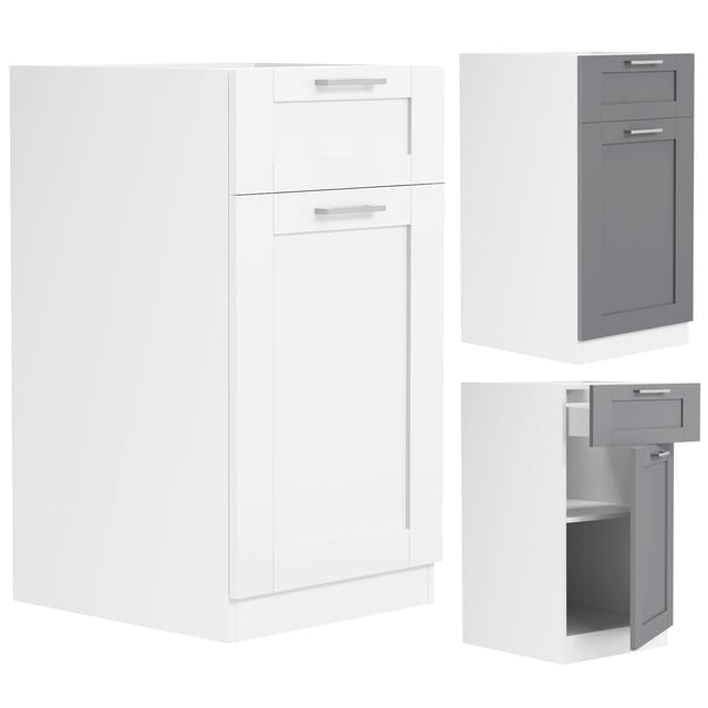 Colura Küchenunterschrank 40 cm 1 Tür, 1 Schublade anthrazit grau, weiß.