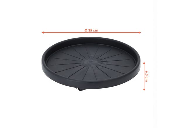 Spetebo - Kunststoff Pflanzentrolley anthrazit für runde Töpfe - 35 cm - Blumentopf Unterteller rollbar mit 4 Rollen - Pflanzenroller Pflanzenwagen