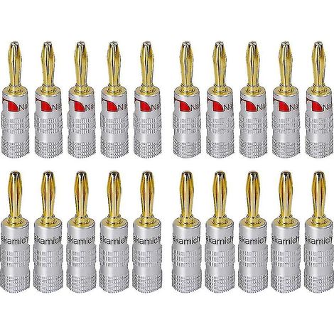 Nakamichi 20er-packung 24k Vergoldete Bananenstecker, 4-mm-hifi-anschluss Mit Schraubverriegelung Für Audio-lautsprecherbuchsen