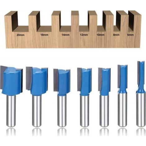 Set Mit 7 Geraden Fräsern Mit 8-mm-schaft Für Holzbearbeitung (6/8/10/12/14/18/20 Mm)