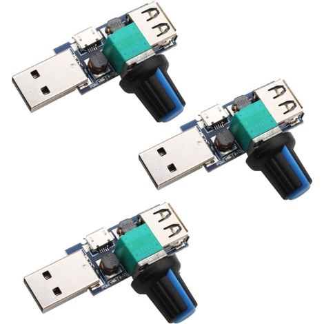 Set Mit 3 Usb-lüfterdrehzahlreglern (5 W), Stufenlose Drehzahlregelung, 5-v-gleichstromnetzteil, 4–12-v-auf-2,5–8-v-gleichstromwandler, Drehzahlregler Und Ein-/ausschalter