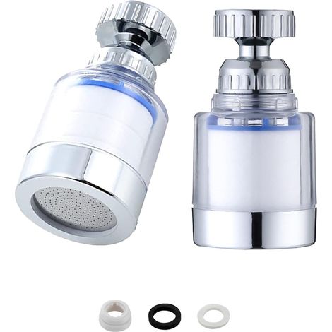 Set Mit 2 Wasserhahnfiltern, 360° Drehbarer Spültischfilter, Aktivkohle-wasserfilterkartusche Für Küche Und Büro