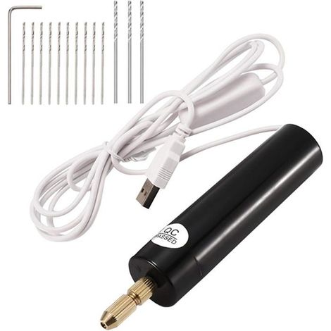 Mini-elektrobohrmaschine 0,7–1,2 Mm Für Harz, Usb-elektrobohrmaschine Für Die Schmuckherstellung, Schraubstock-set Mit 13 Bohrern