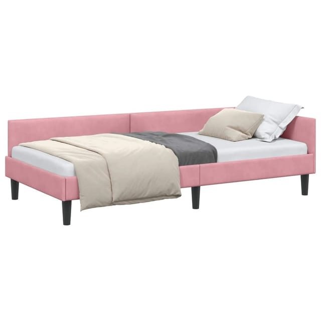 Eckbettgestell Rosa 90 x 190 cm Samt und Engineered Holz vidaXL