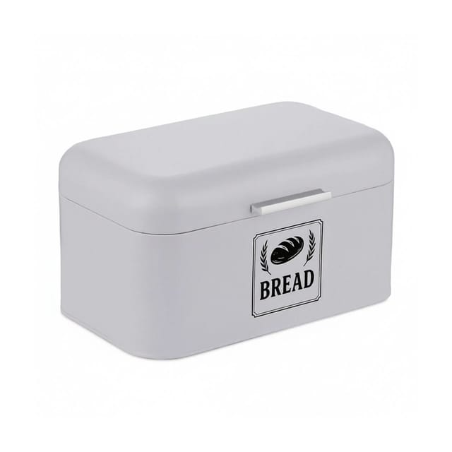 Relaxdays Brotkasten, Brotbox mit Deckel & Griff, HBT: 16,5x30x19 cm, Brot aufbewahren, Brotkiste Retro, Metall, grau