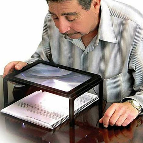 Leselupe Für Ganze Seiten, Große Rechteckige Handlupe Mit 4 Led-leuchten, 3-fache Vergrößerung Für Das Lesen Durch Ältere Menschen, 2 Aa-batterien (nicht Im Lieferumfang Enthalten)