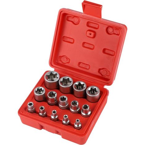 Satz Mit 14 Torx-steckschlüsseleinsätzen (e4–e24) – Chrom-vanadium-stahl – Kompatibel Mit Handratschen – Schnelle Größenidentifizierung