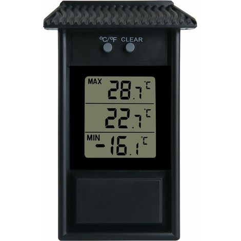 Digitales Gewächshausthermometer, Wasserdicht, 0,1 °c Auflösung, Temperaturbereich -20 Bis 50 °c, Batteriebetrieben, Wandmontage (schwarz), 1383 Cm