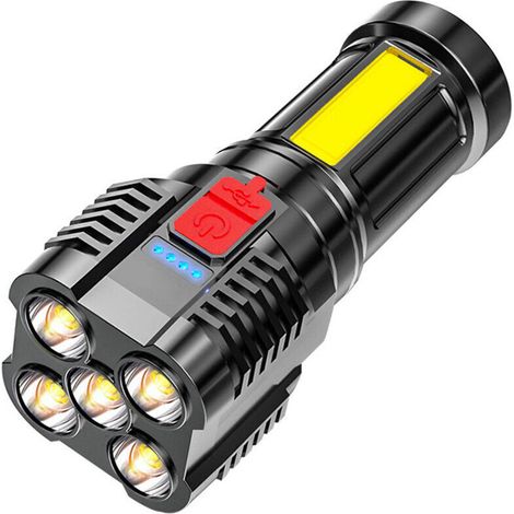 Extrem Leistungsstarke 10000 Lumen Led-taschenlampe, Extrem Hell, Ip67 Wasserdicht, 5 Zoommodi Für Camping, Wandern Und Notfälle [energieklasse A+++] (schwarz)
